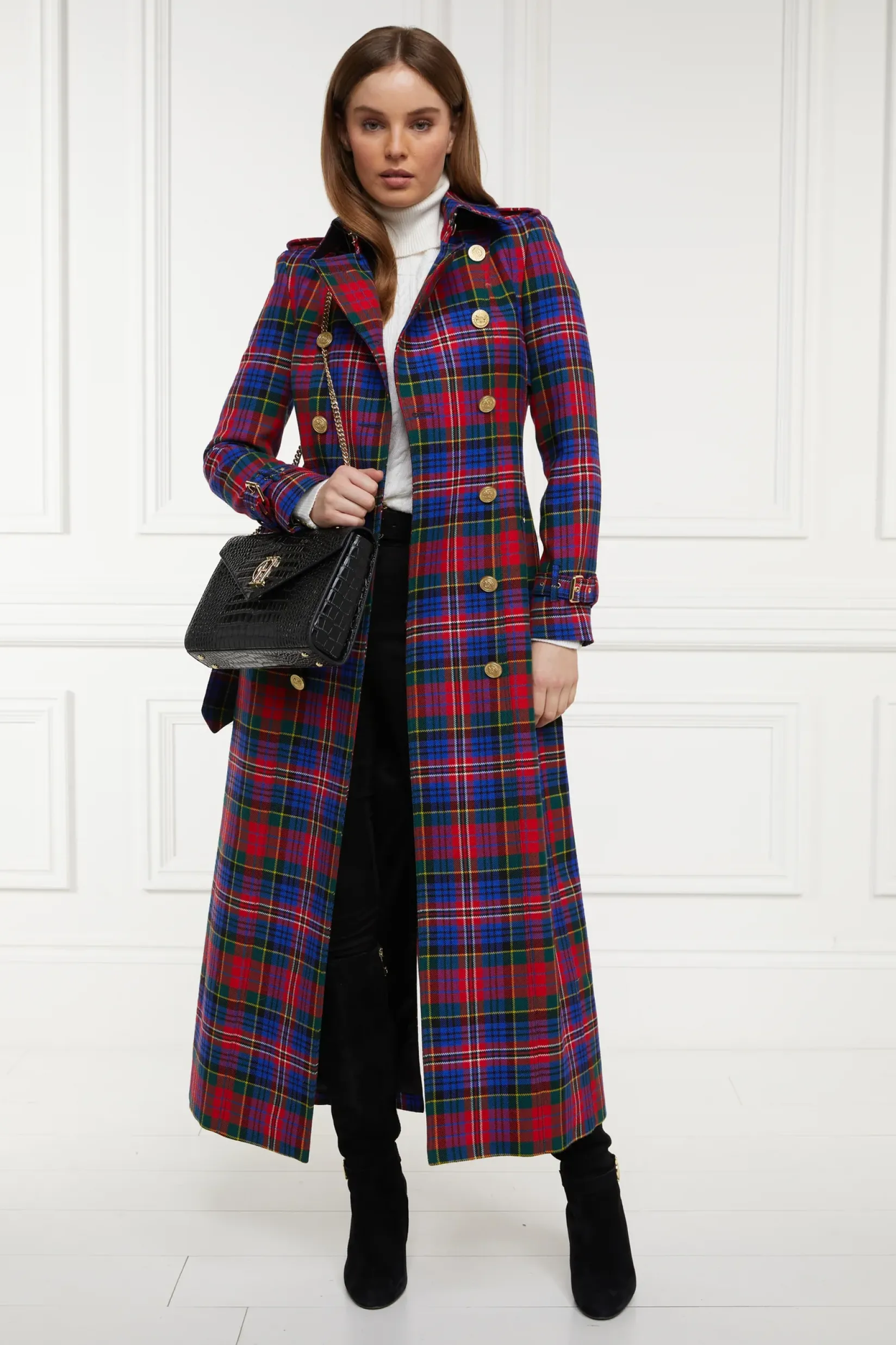 Holland Cooper Coats|In Stock Tailoring-Full Length Marlborough Trench Coat Macpherson Tartan