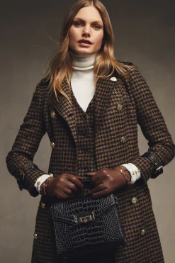 Holland Cooper Trench Coats|Coats-Full Length Marlborough Trench Coat Chocolate Houndstooth