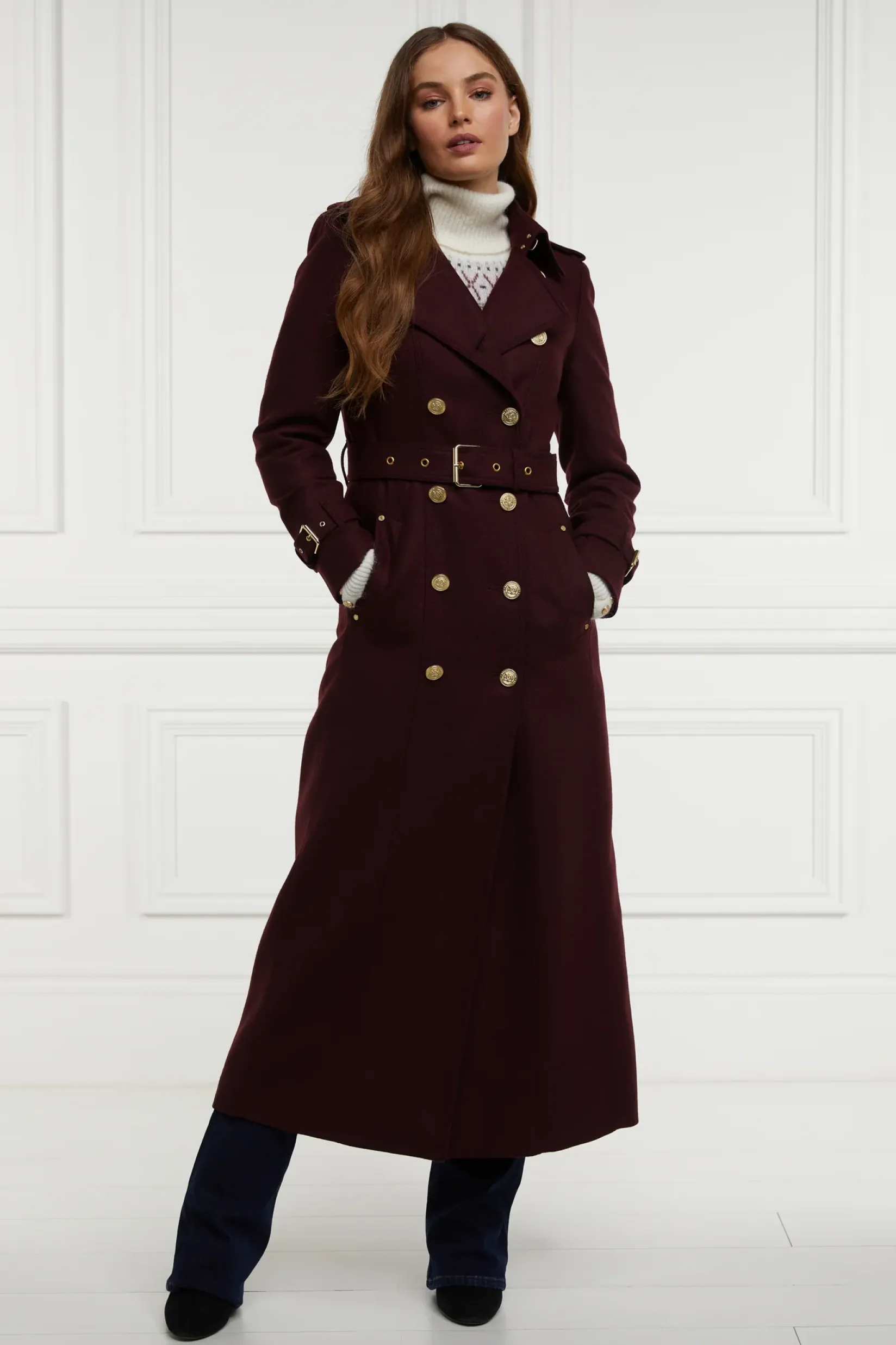 Holland Cooper Trench Coats|Coats-Full Length Marlborough Trench Coat Mulberry