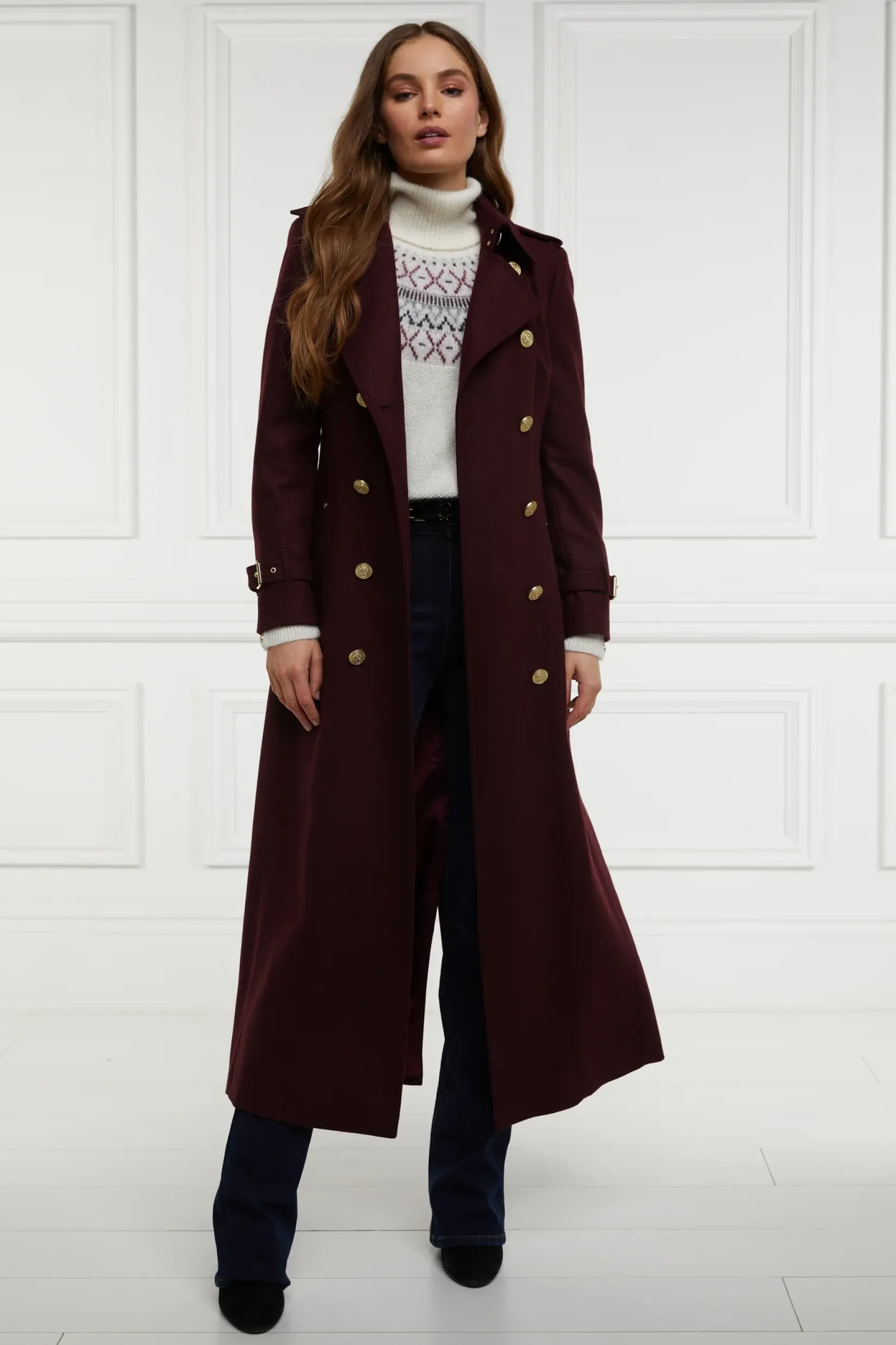 Holland Cooper Trench Coats|Coats-Full Length Marlborough Trench Coat Mulberry