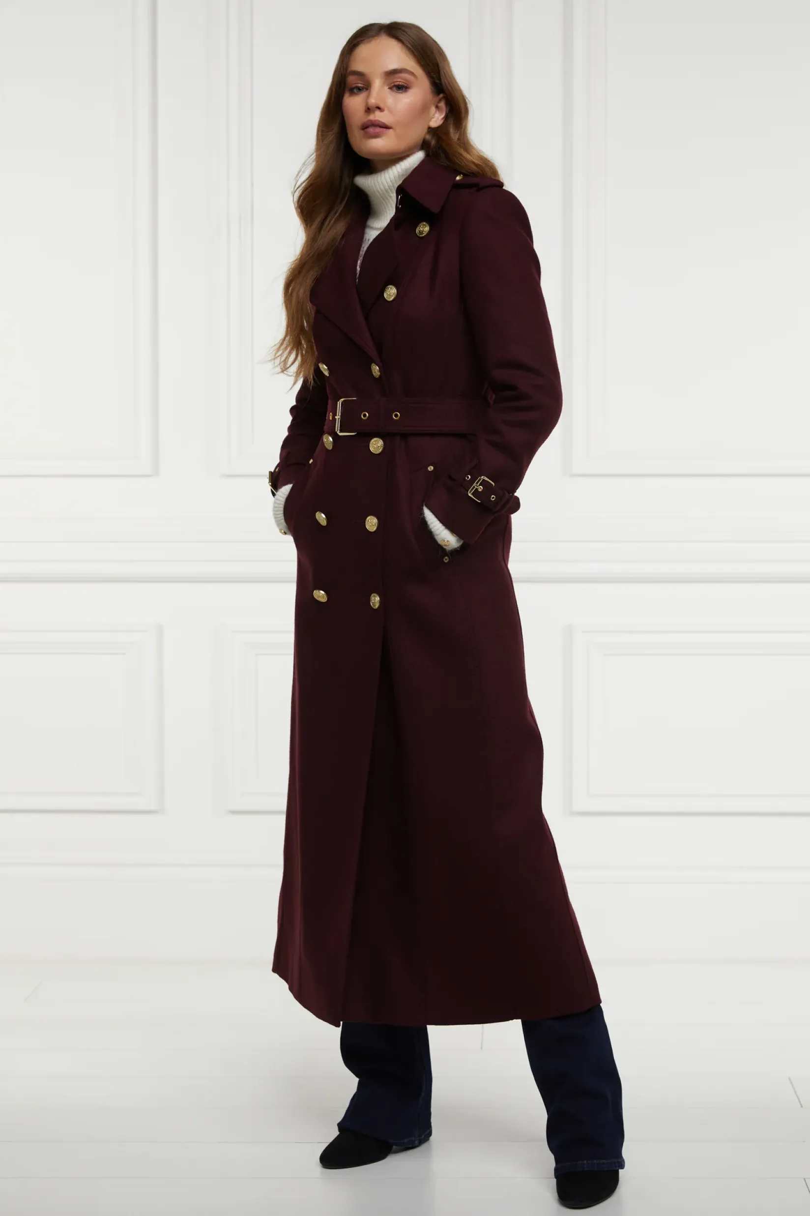 Holland Cooper Trench Coats|Coats-Full Length Marlborough Trench Coat Mulberry