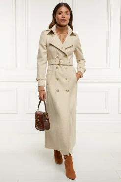 Holland Cooper Trench Coats|Coats-Full Length Marlborough Trench Coat Biscuit