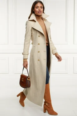 Holland Cooper Trench Coats|Coats-Full Length Marlborough Trench Coat Biscuit
