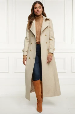 Holland Cooper Trench Coats|Coats-Full Length Marlborough Trench Coat Biscuit