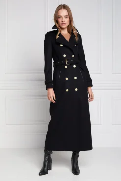 Holland Cooper Trench Coats|Coats-Full Length Marlborough Trench Coat Soft Black