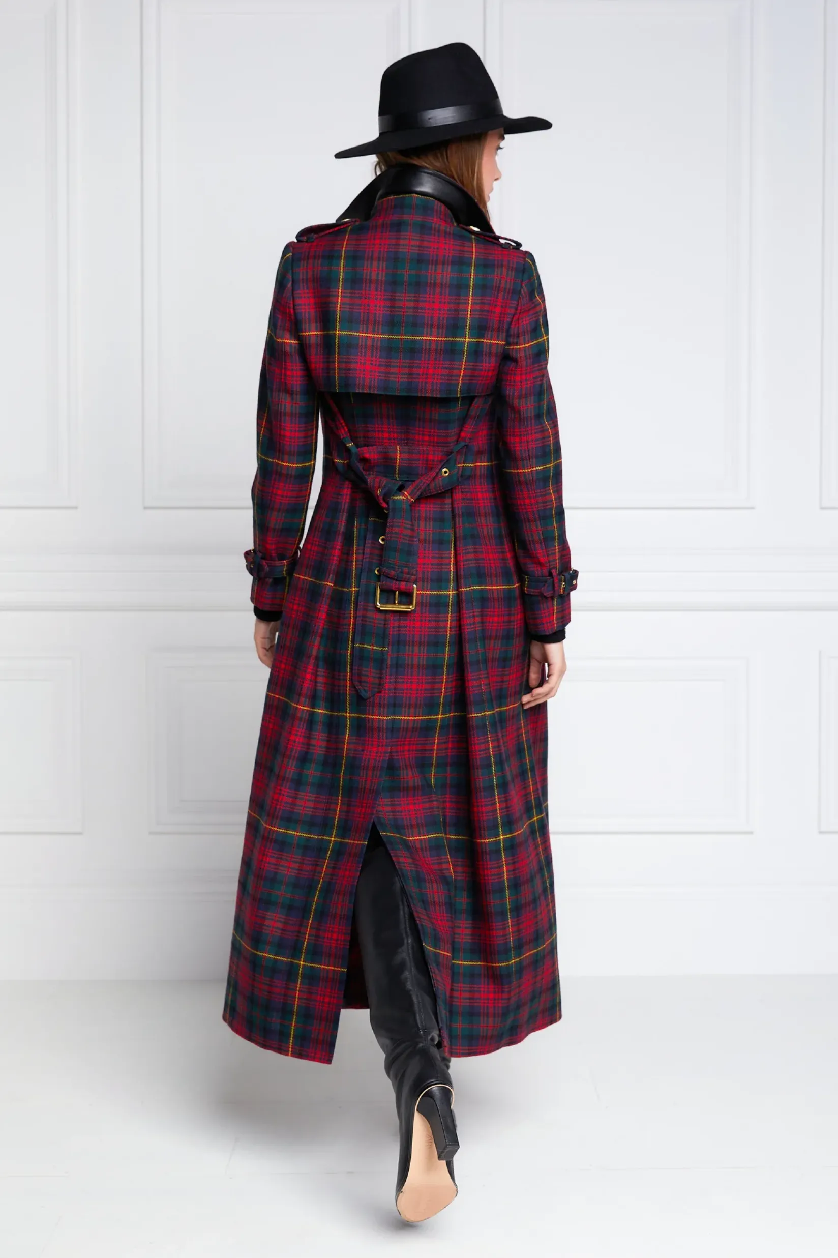 Holland Cooper Trench Coats|Coats-Full Length Marlborough Trench Coat Logan Tartan