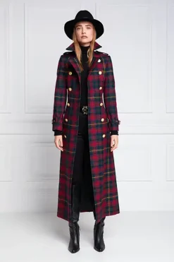 Holland Cooper Trench Coats|Coats-Full Length Marlborough Trench Coat Logan Tartan