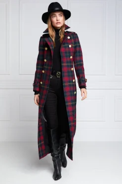 Holland Cooper Trench Coats|Coats-Full Length Marlborough Trench Coat Logan Tartan