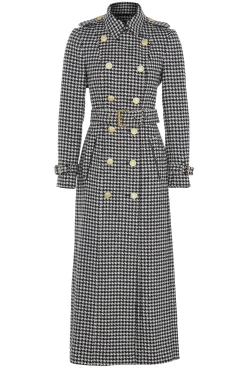 Holland Cooper Trench Coats|Coats-Full Length Marlborough Trench Coat Houndstooth