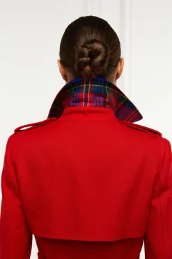 Holland Cooper Trench Coats|Coats-Full Length Marlborough Trench Coat Red Barathea