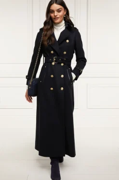 Holland Cooper Trench Coats|Coats-Full Length Marlborough Trench Coat Soft Navy