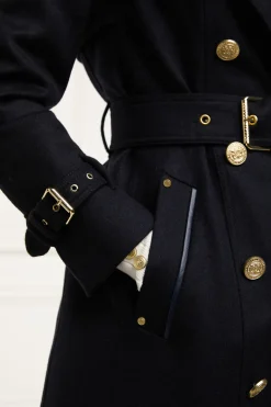 Holland Cooper Trench Coats|Coats-Full Length Marlborough Trench Coat Soft Navy