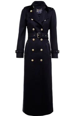 Holland Cooper Trench Coats|Coats-Full Length Marlborough Trench Coat Soft Navy