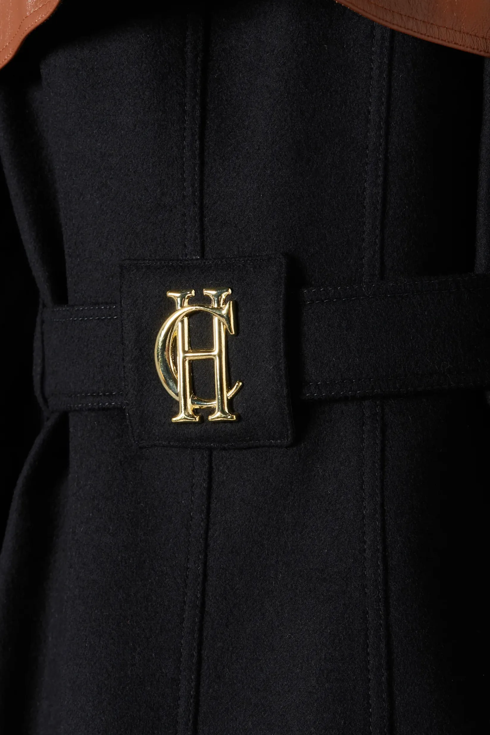 Holland Cooper Trench Coats|Coats-Full Length Marlborough Trench Coat Soft Black Tan