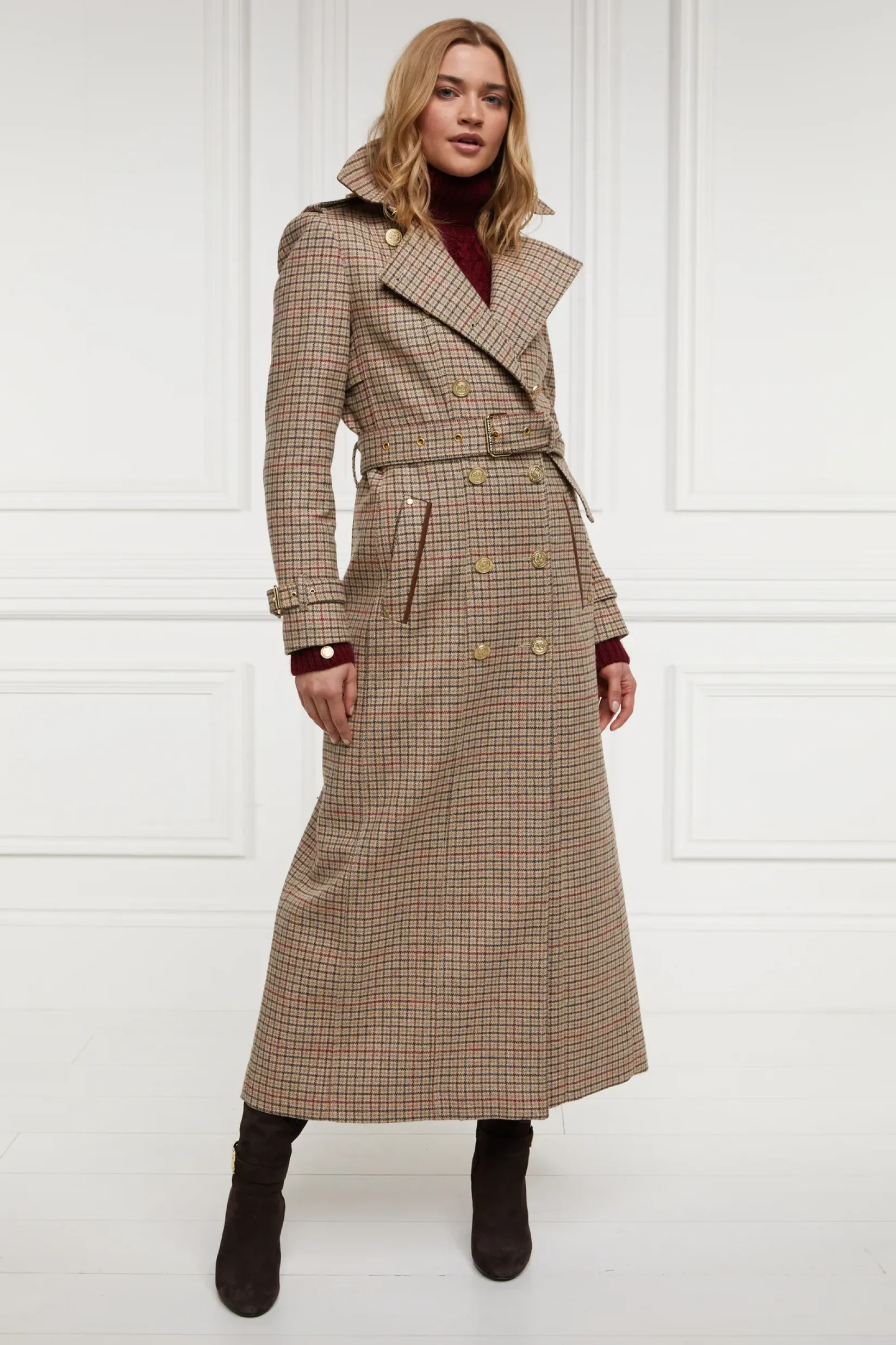 Holland Cooper Trench Coats|Country Collection-Full Length Marlborough Trench Coat Charlton Tweed