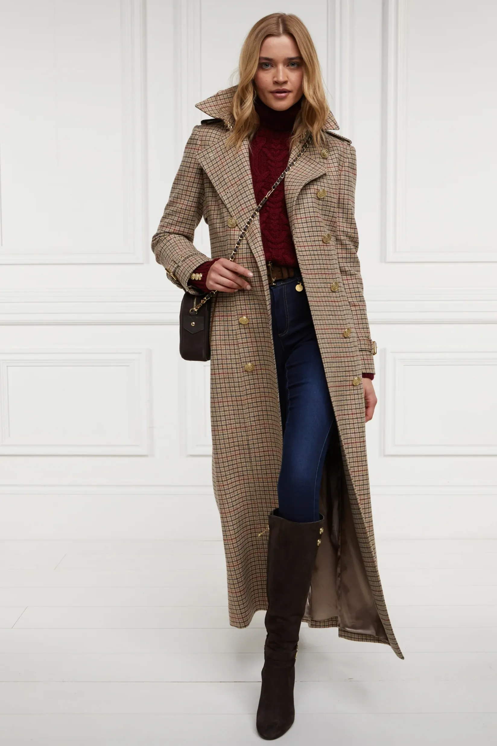 Holland Cooper Trench Coats|Country Collection-Full Length Marlborough Trench Coat Charlton Tweed