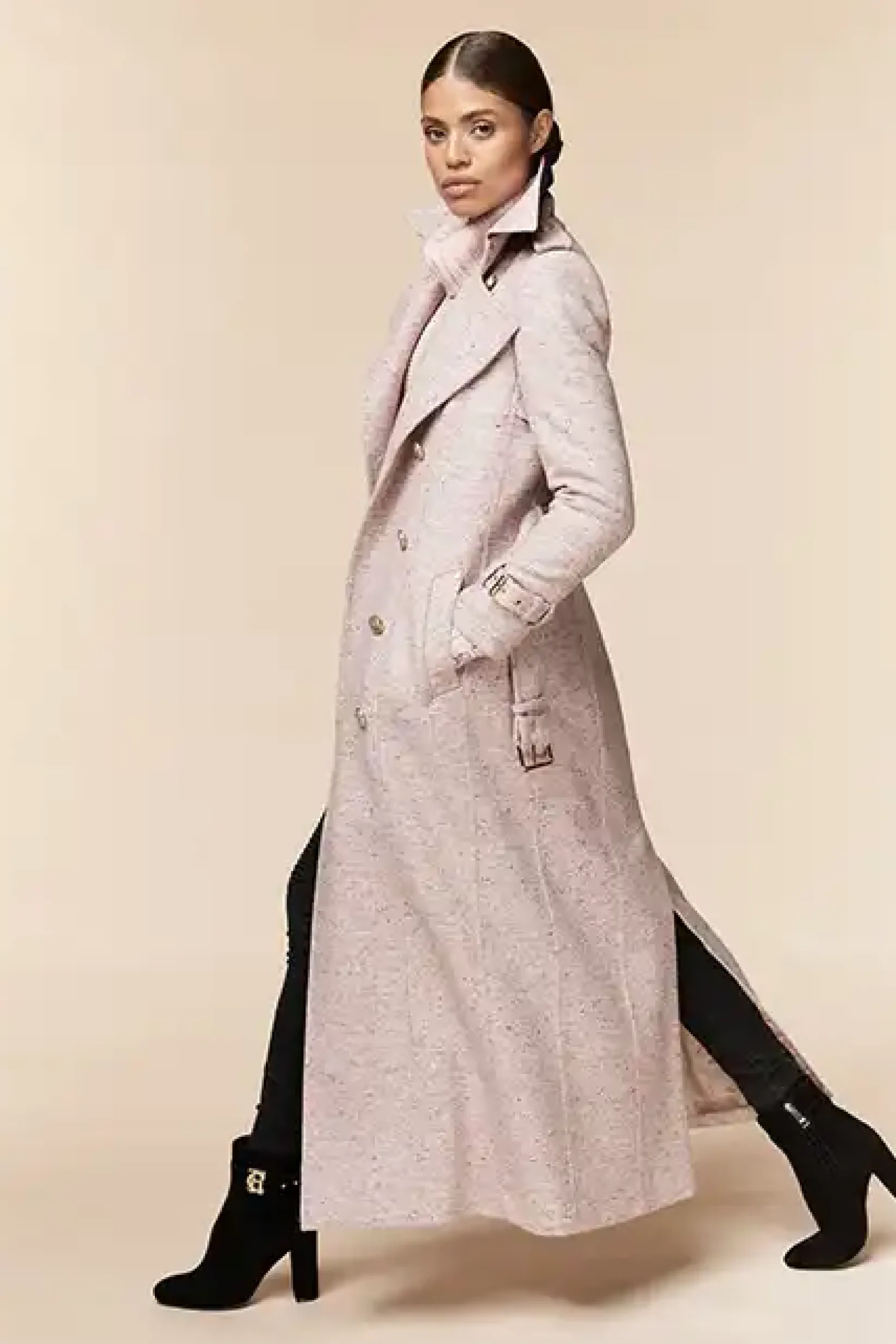 Holland Cooper Trench Coats|Coats-Full Length Marlborough Trench Coat Anniversary Pink