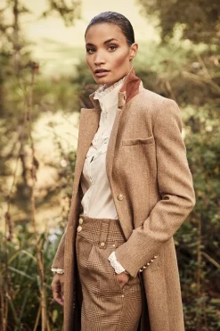 Holland Cooper Coats-Full Length Regency Coat Brown Herringbone