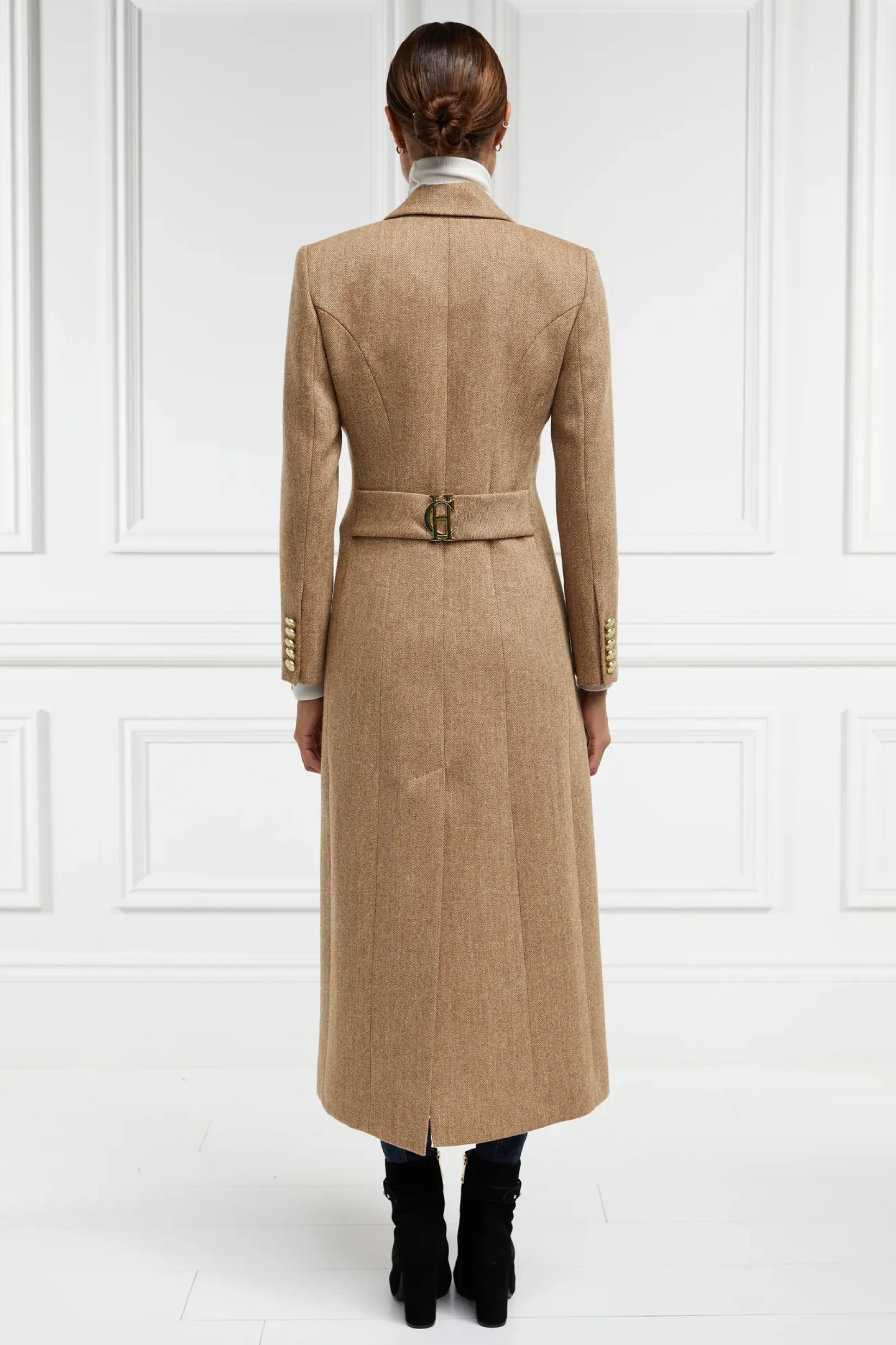 Holland Cooper Coats-Full Length Regency Coat Brown Herringbone