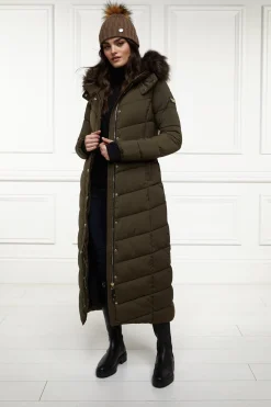 Holland Cooper Coats|The Cosy Collection-Glacier Full Length Puffer Khaki