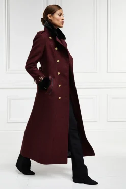 Holland Cooper Trench Coats|Coats-Gold Label Trench Deep Red Houndstooth