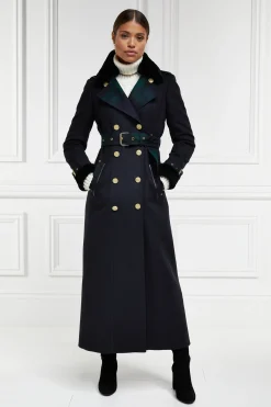 Holland Cooper Trench Coats|Coats-Gold Label Trench Soft Navy Blackwatch