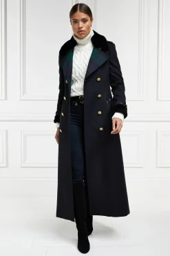 Holland Cooper Trench Coats|Coats-Gold Label Trench Soft Navy Blackwatch