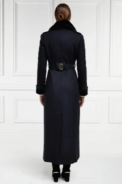 Holland Cooper Trench Coats|Coats-Gold Label Trench Soft Navy Blackwatch