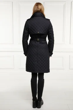 Holland Cooper Trench Coats|Coats-Grayson Quilted Trench Coat Black