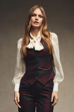 Holland Cooper Waistcoats|In Stock Tailoring-Hampton Waistcoat Mulberry Tartan