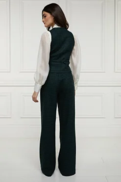 Holland Cooper Waistcoats|Shop By Product-Hampton Waistcoat Emerald Houndstooth