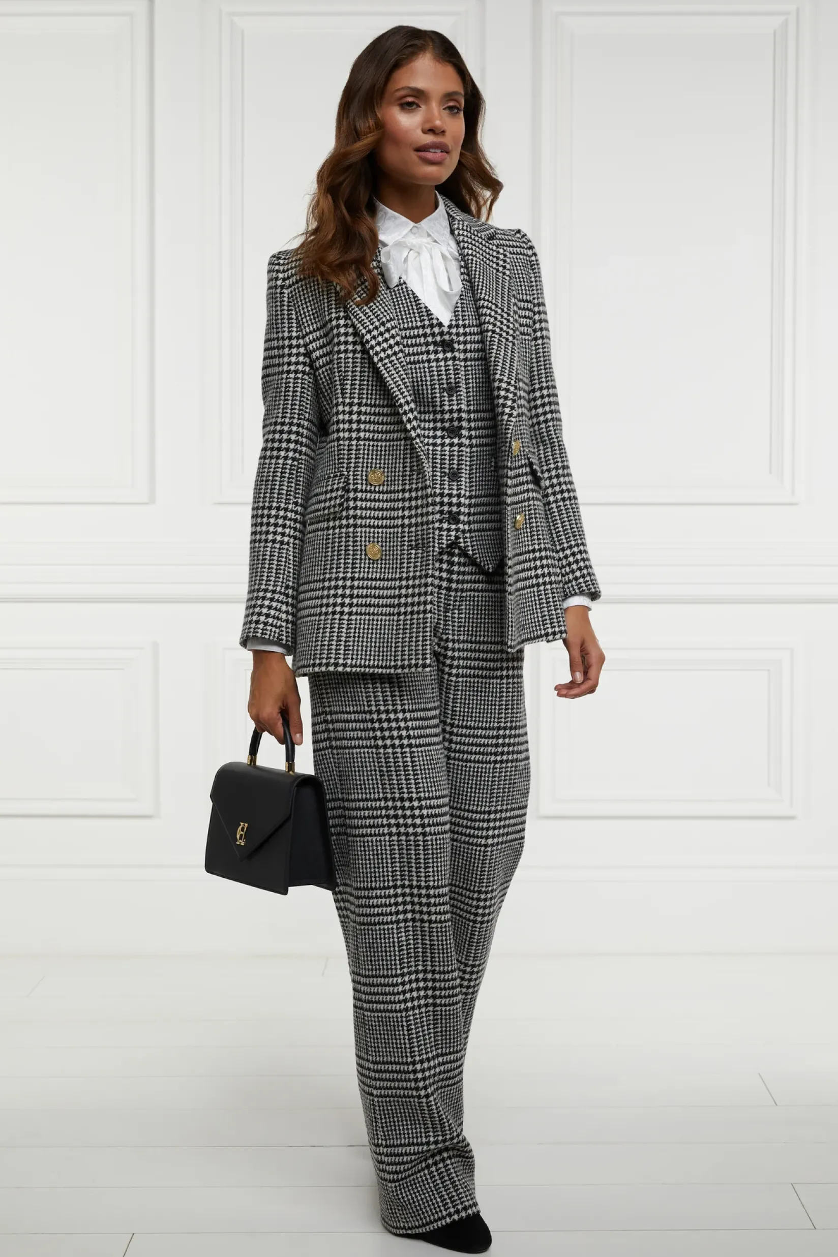 Holland Cooper Waistcoats|In Stock Tailoring-Hampton Waistcoat Large Scale Prince of Wales Mono