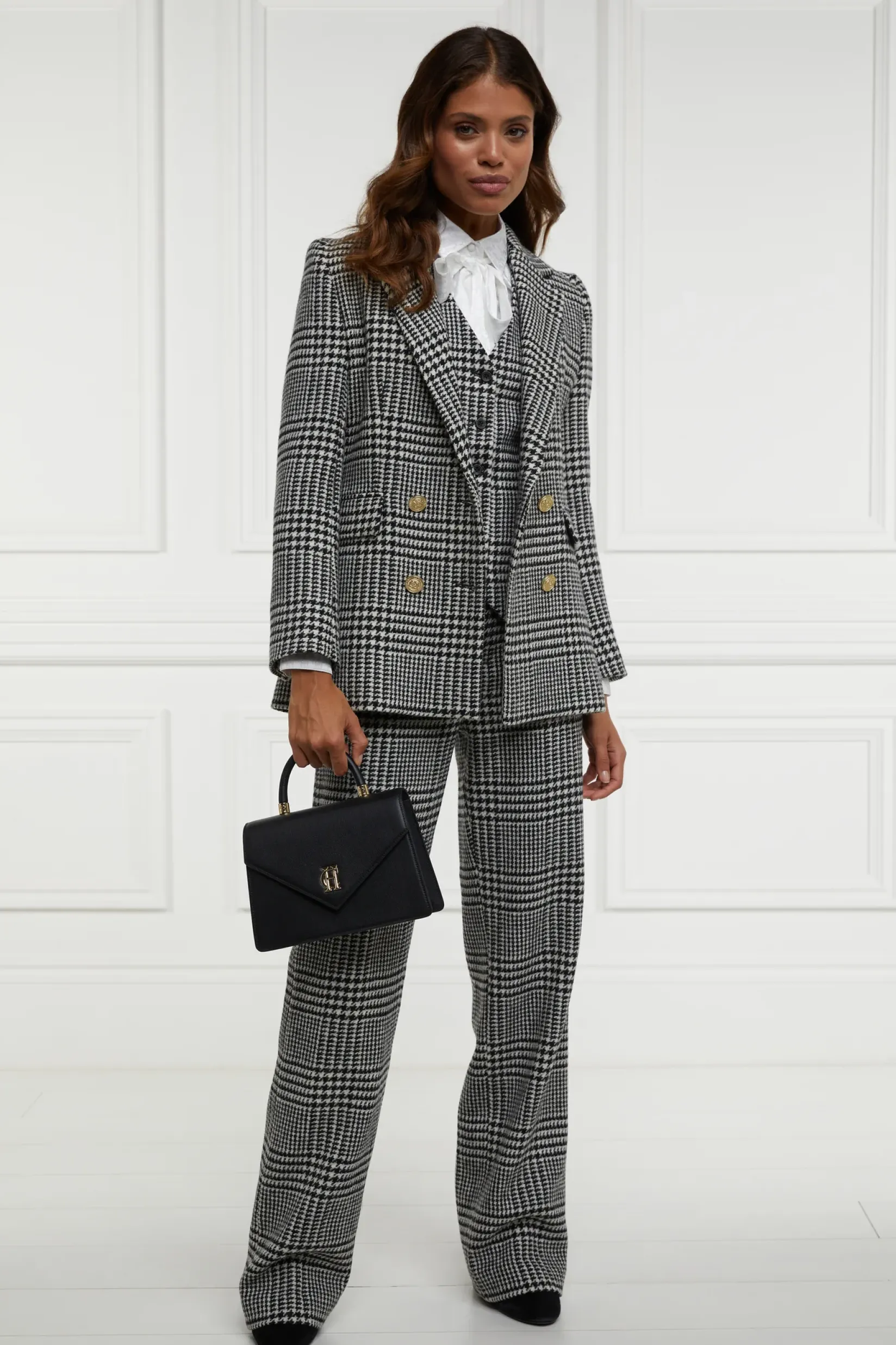 Holland Cooper Waistcoats|In Stock Tailoring-Hampton Waistcoat Large Scale Prince of Wales Mono