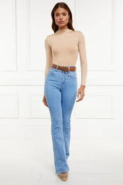 Holland Cooper Bodysuits|Wardrobe Staples-Harper Long Sleeve Bodysuit Light Camel