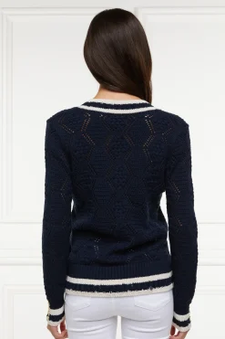 Holland Cooper Knitwear-Harvard V-Neck Knit Ink Navy