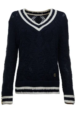 Holland Cooper Knitwear-Harvard V-Neck Knit Ink Navy