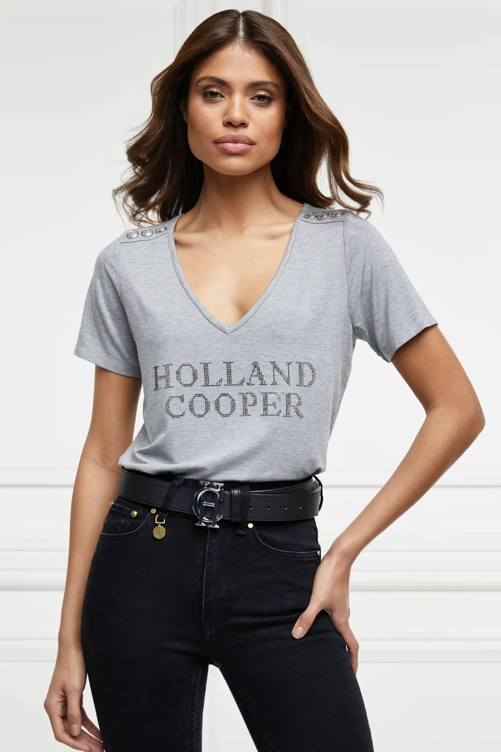 Holland Cooper Belts|Belts-HC Classic Belt Black Silver