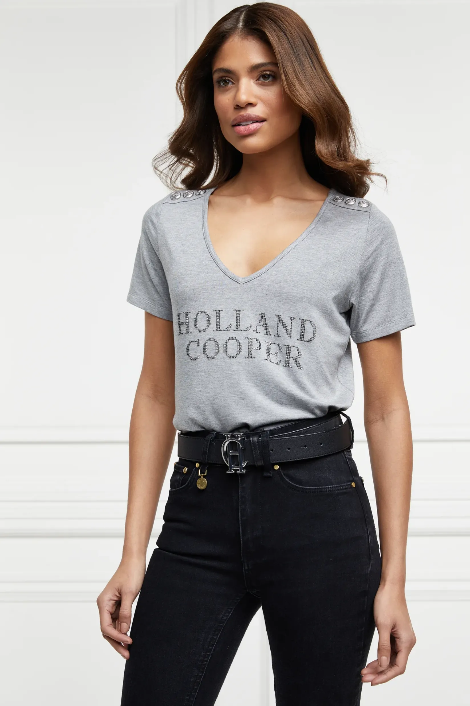 Holland Cooper Belts|Belts-HC Classic Belt Black Silver