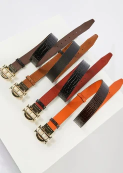 Holland Cooper Belts|Belts-HC Classic Belt Reversible Chocolate Black Croc