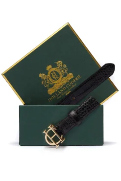 Holland Cooper Belts|Belts-HC Classic Slim Belt Black Croc