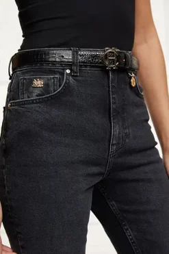 Holland Cooper Belts|Belts-HC Classic Slim Belt Black Croc
