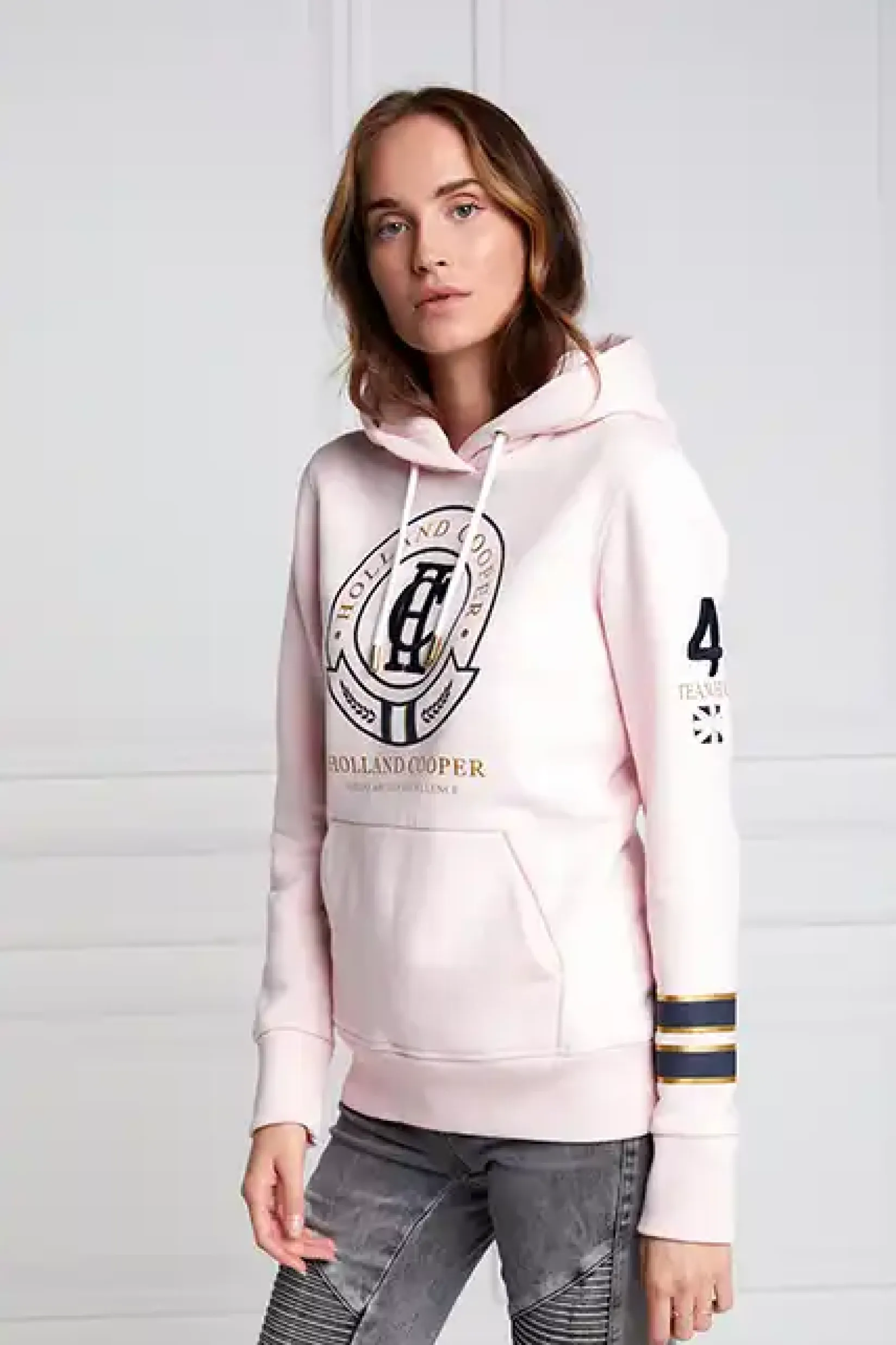 Holland Cooper Hoodies|Equestrian Casualwear-HC Heritage Hoodie Blush Marl