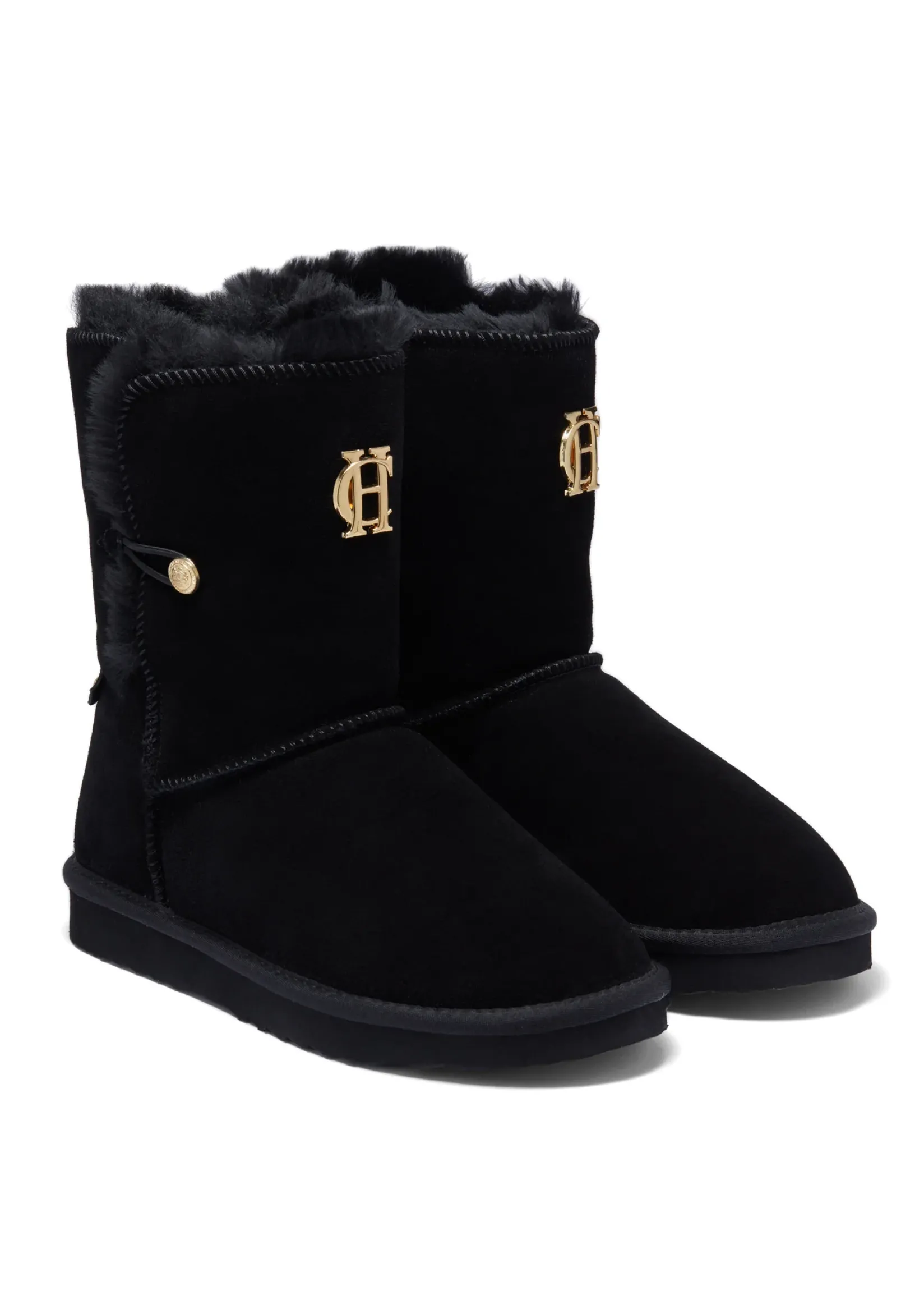 Holland Cooper Shearling Boots|Footwear-HC Shearling Boot Black