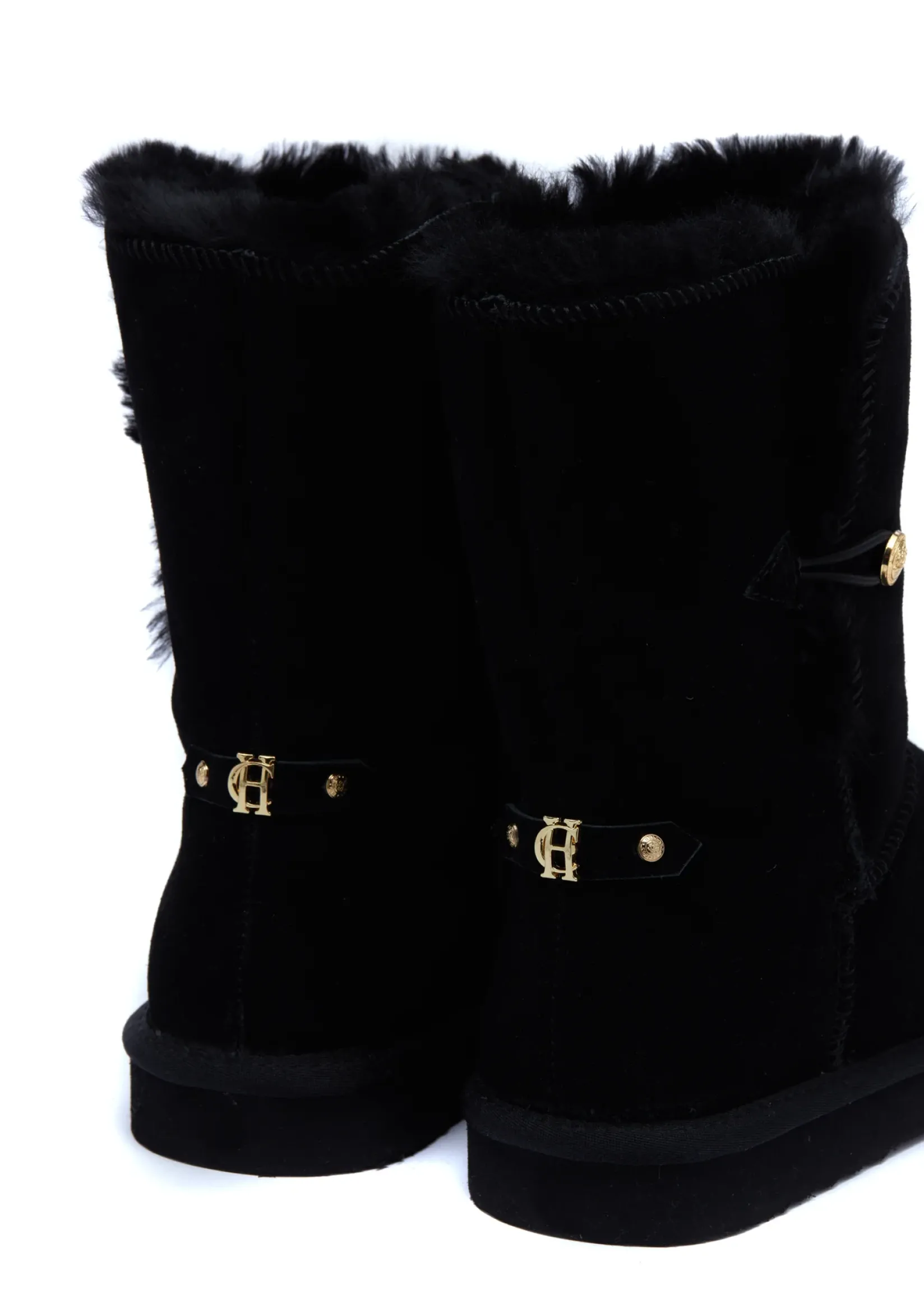 Holland Cooper Shearling Boots|Footwear-HC Shearling Boot Black