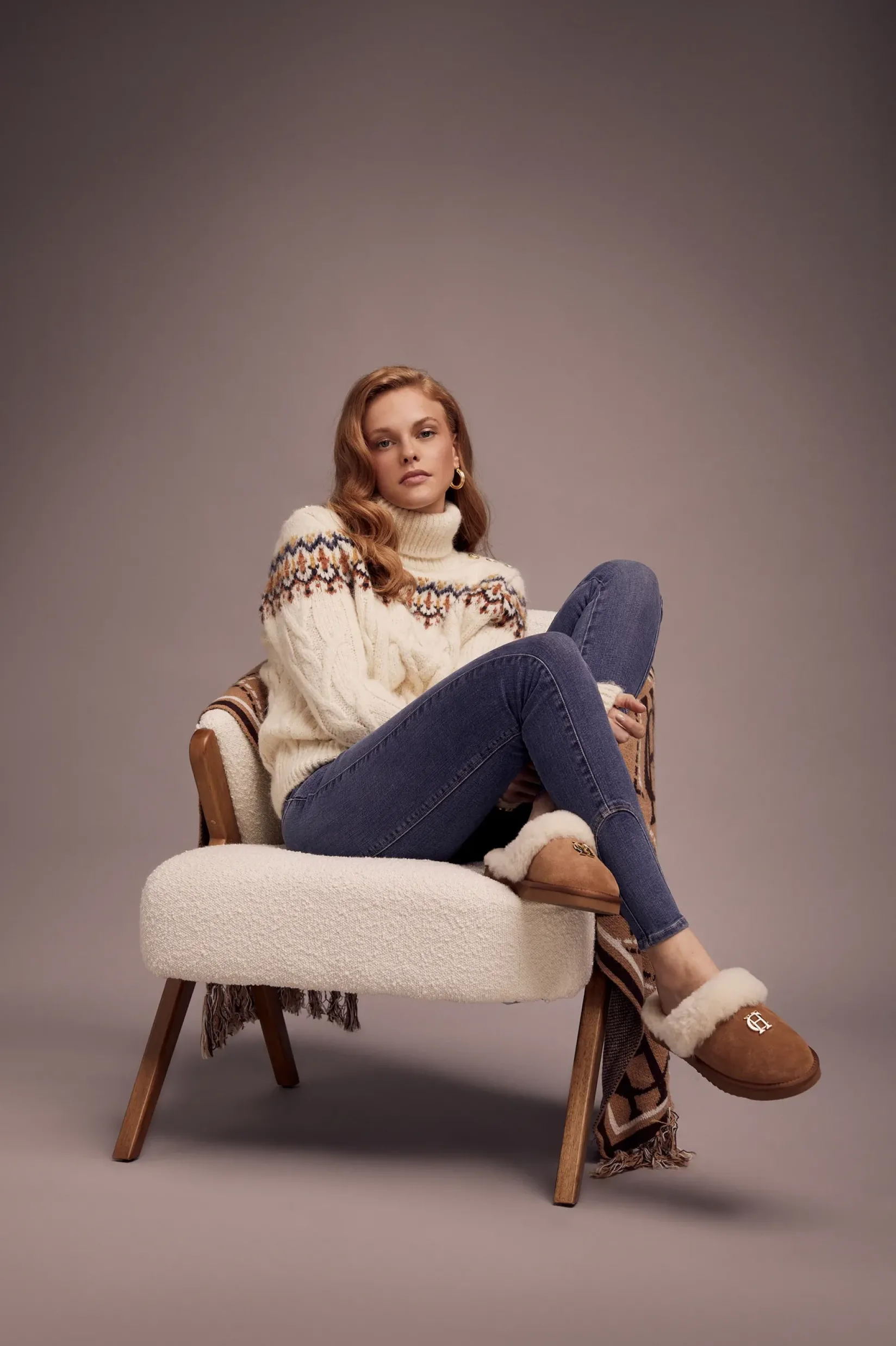 Holland Cooper Gifts For Her|Slippers-HC Shearling Slipper Tan