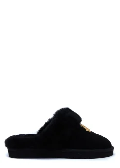 Holland Cooper Shearling Boots|Boots-HC Shearling Slipper Black
