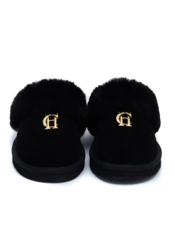 Holland Cooper Shearling Boots|Boots-HC Shearling Slipper Black