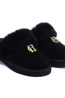 Holland Cooper Shearling Boots|Boots-HC Shearling Slipper Black