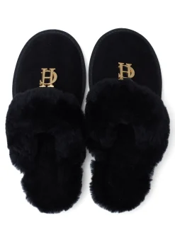 Holland Cooper Shearling Boots|Boots-HC Shearling Slipper Black