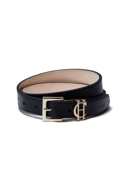 Holland Cooper Belts|Belts-HC Slim Logo Belt Black